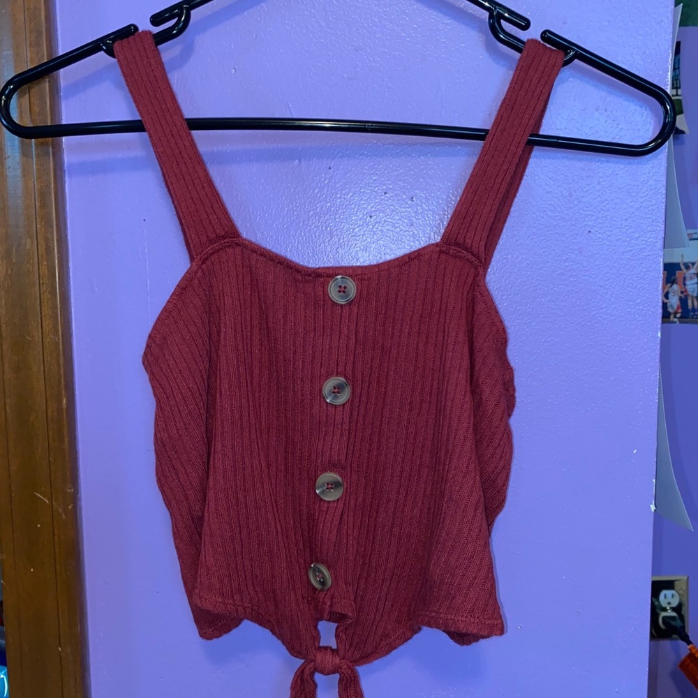 American Eagle front tie cropped rank top